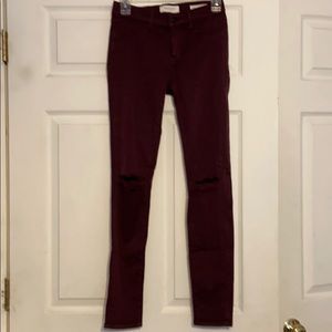 Pacsun maroon distressed jeggings